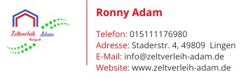 Zeltverleih Adam in Darme Stadt Lingen - Logo