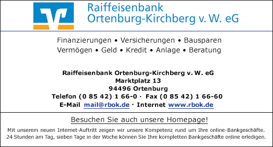 Raiffeisenbank Ortenburg Kirchberg V W Eg In Ortenburg In Das Ortliche